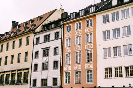 Colorful facades of old houses at Max-Joseph-Platz, Munichの写真素材