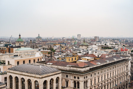 Roofs of buildings in the Duomo square. Milan, Italy