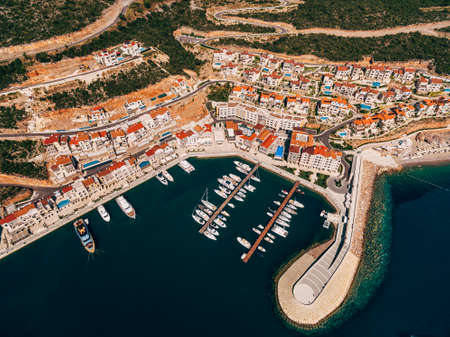 Aerial view of Lustica Bay luxury residential complex. Montenegroの写真素材