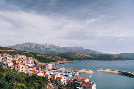 Luxury houses in a village on the shores of the Lustica Bay. Montenegroの写真素材