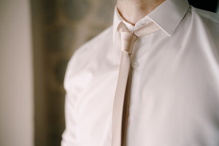Man in a tie and white shirt. Close-upの写真素材