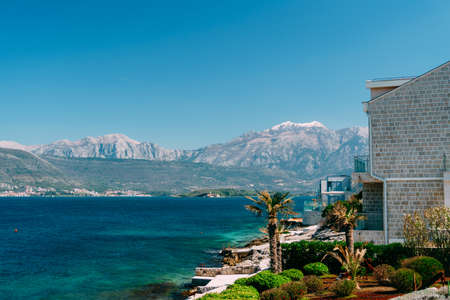 View of Mount Lovcen from the sea. Montenegroの写真素材
