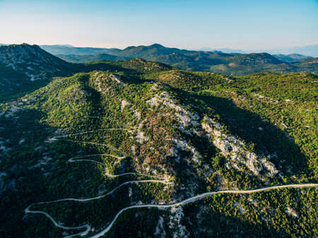 River Crnojevica among green mountains. Droneの写真素材