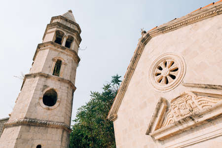 Bell tower and Church of Our Lady of the Rosary in Perast. Montenegroの写真素材