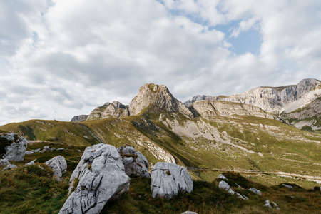 Huge boulders on the Saddle Pass in Durmitor National Parkの写真素材