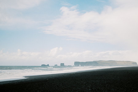 Black sand of Vik beach in Iceland