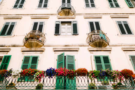 Architecture of a beautiful old town, closeup viewの写真素材