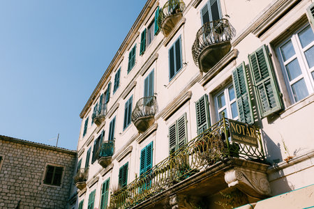 Kotor, Montenegro - 14 july 2020: Architecture of a beautiful old town, closeup viewのeditorial素材