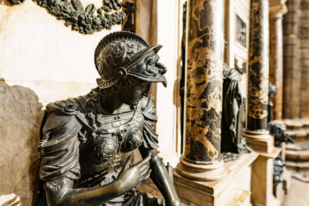 Milan, Italy - 07.04.18: Sculpture of the military on the altar of Gian Giacomo Medici in the Duomo....