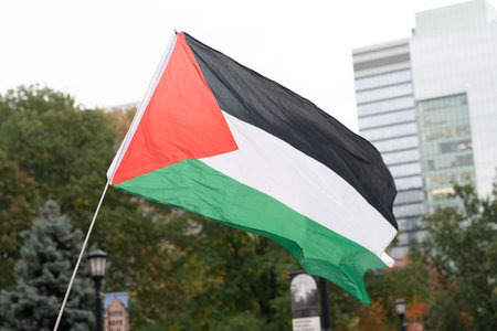 Toronto, Canada - 18 October 2023: The urban rhythm takes on a new beat as Toronto rallies, making a profound statement of unity for Palestinian freedom.のeditorial素材