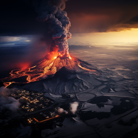 A volcano in Iceland near the town of Grindavik eruptsの素材
