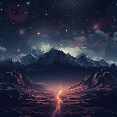 Mountains at nightgenerativeの素材