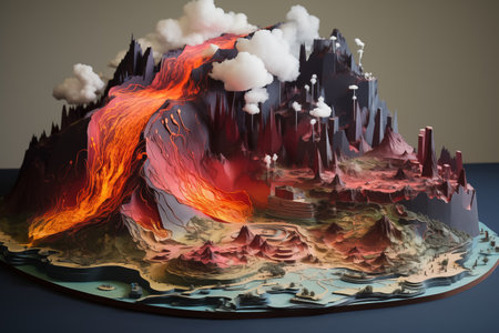Isometric art Volcanic eruptions in Icelandの素材