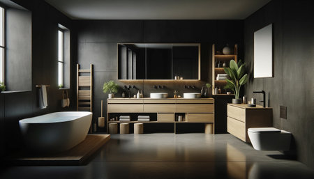 modern minimalist dark bathroom interiorの素材