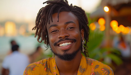 Portrait of a young African American guy.の素材