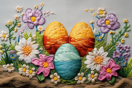 Easter background, Embroidery techniqueの素材
