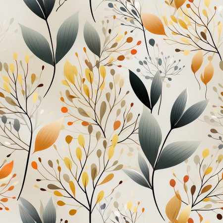 Seamless pattern tile background flowers and floral leaves plantsの素材