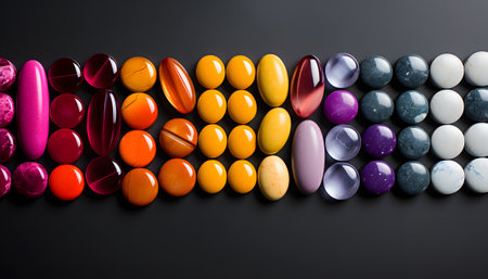 White pills on blue backgroundの素材