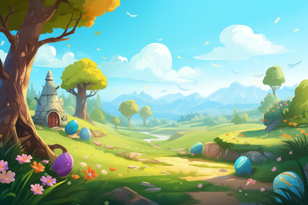 Easter background, Cartoon Styleの素材