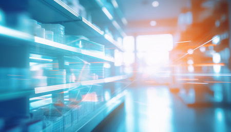 The blurred abstract background of the pharmacy.の素材