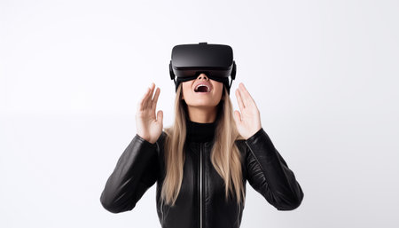 Woman in VR glasses.の素材