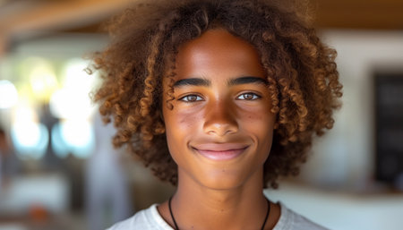 Portrait of a young African American guy.の素材