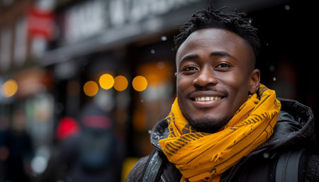 Portrait of a young African American guy.の素材
