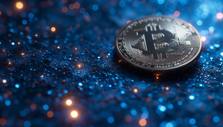Bitcoin, close-up of a cryptocurrency coinの素材