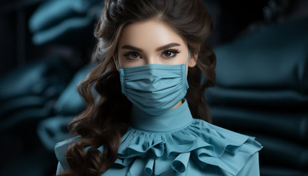 Portrait of a woman in a medical mask.の素材