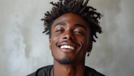 Portrait of a young African American guy.の素材