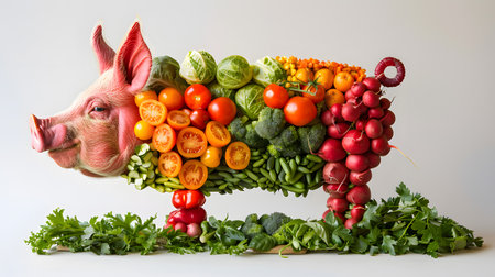 a pig made out of fruits and vegetablesの素材