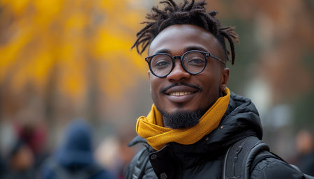 Portrait of a young African American guy.の素材