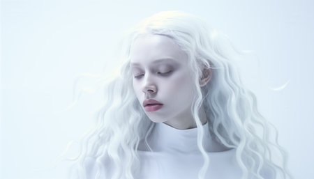 Woman portrait on an abstract white background.の素材