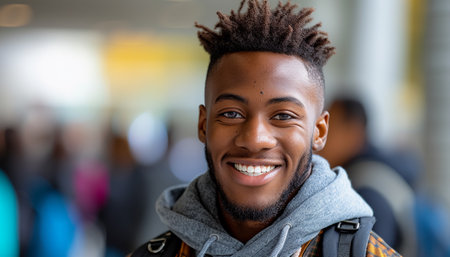 Portrait of a young African American guy.の素材