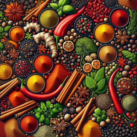 Vibrant Painting of Assorted Fruits and Vegetablesの素材