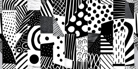 Diverse blackandwhite patterns in an urban design styleの素材
