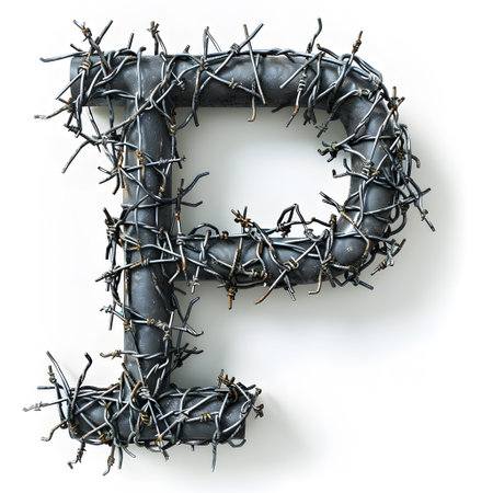 the letter p is made out of barbed wireの素材
