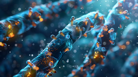 a computer generated image of a dna strandの素材