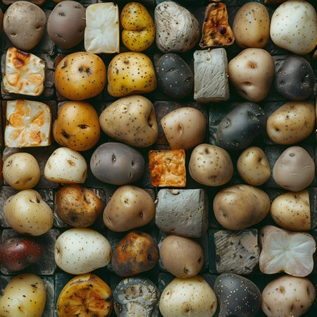 a wall made out of potatoes and rocksの素材