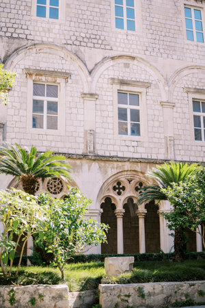 Arcade with columns of the Dominican monastery. Dubrovnik, Croatia