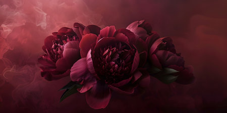 Closeup of red roses on red backdrop, vibrant and stunningの素材