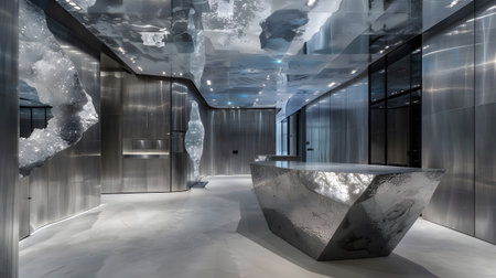 Futuristic Interior Design with Metallic and Geometric Elementsの素材