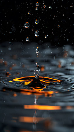 A drop of liquid falls into the glass of water, creating ripples in the poolの素材