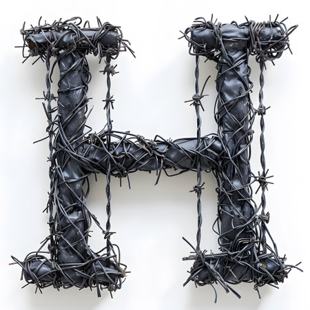 the letter h is made out of barbed wireの素材