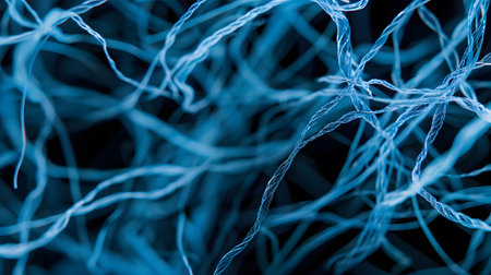 Blue Abstract Lines on Black Background Digital Artの素材