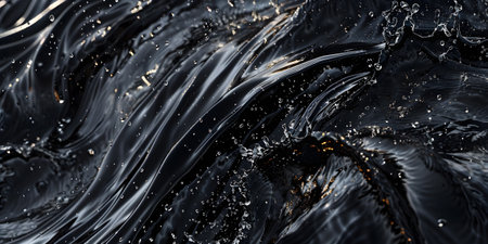 Abstract Dark Liquid Texture, Black Swirling Fluid Backgroundの素材