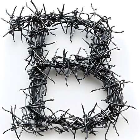 Branch shaped letter b in metallic monochrome still life photographyの素材