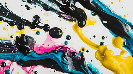 Abstract Colorful Paint Strokes on White Backgroundの素材