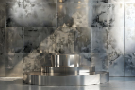 Abstract Metallic Wall and Podium with Gradient Lightの素材