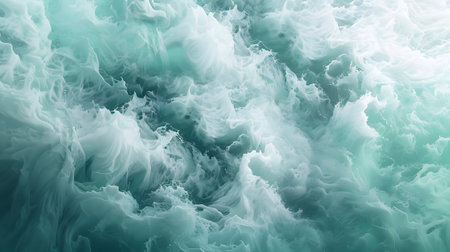 A close up of a waterfall with billowing clouds resembling smokeの素材